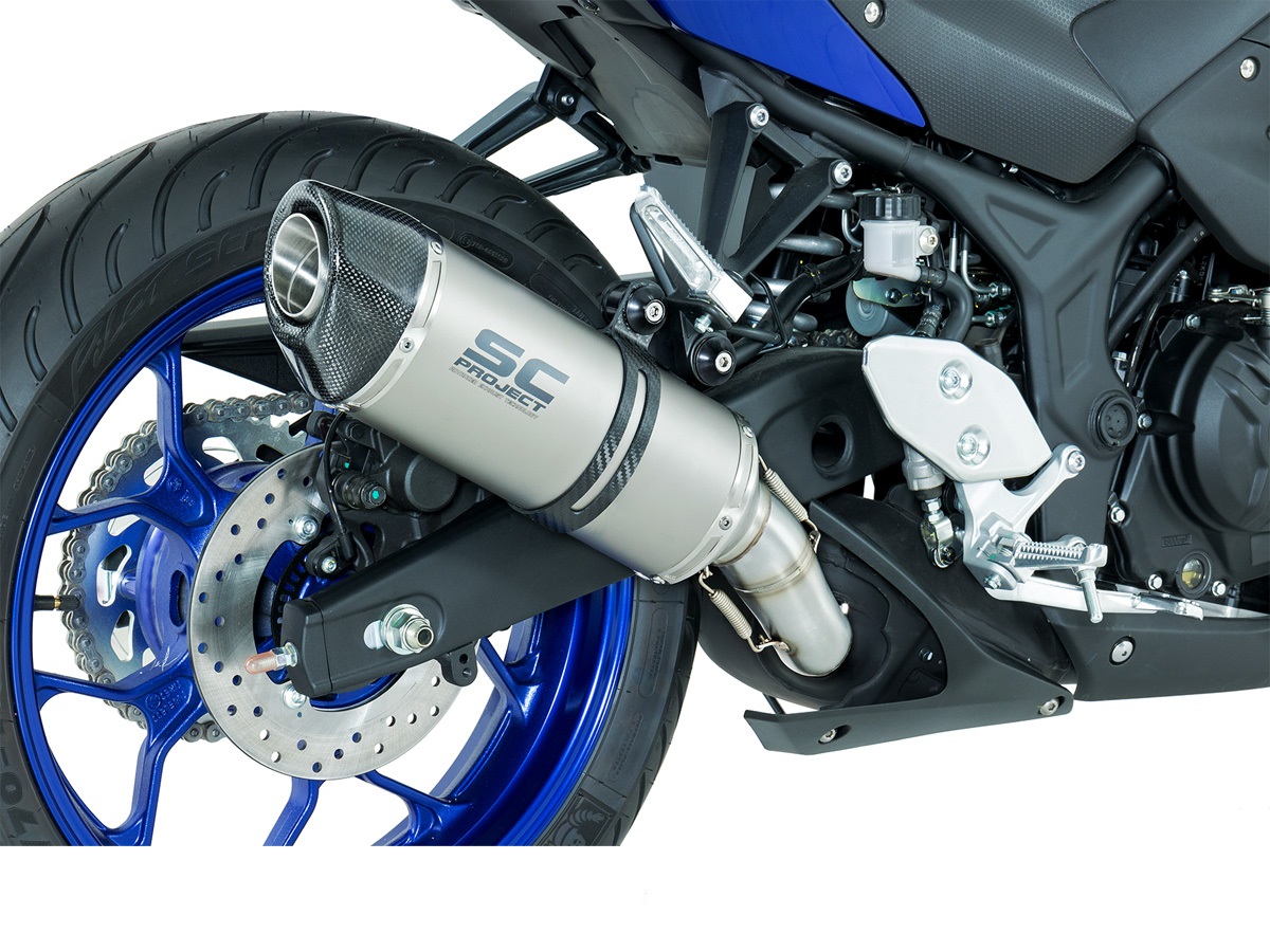 SCプロジェクト Yamaha YZF-R3 2015-2021 オーバル スリップオン チタン/カーボンエンド Y23-12T