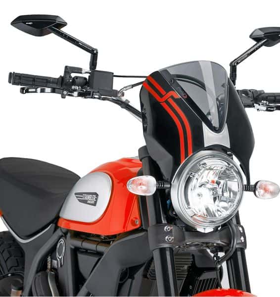 Puig Ducati Scrambler Classic 2015-2023 Retrovision ノーズフェアリング ブラック with  ライトスモーク スクリーン 7652H