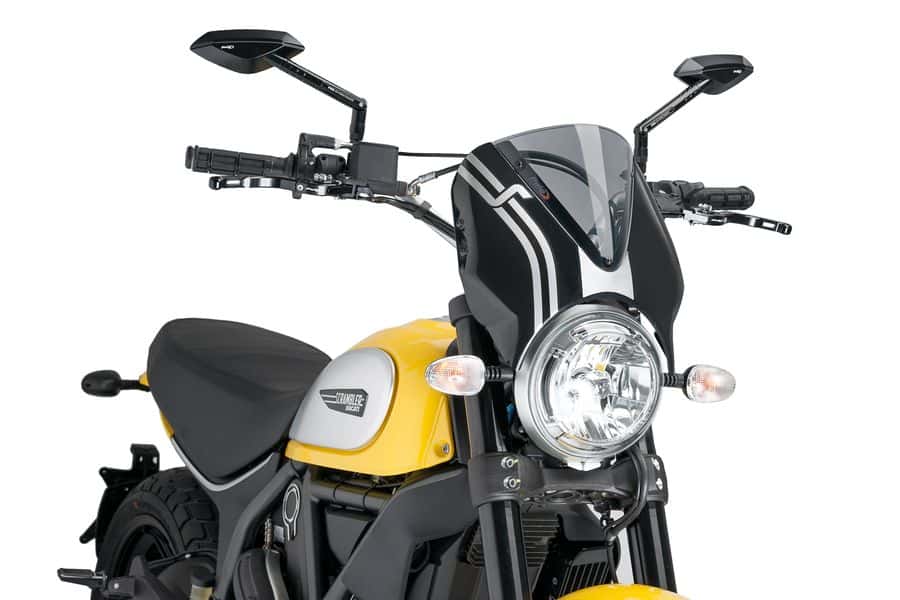 Puig Ducati Scrambler Classic 2015-2023 Retrovision ノーズフェアリング ブラック with  ライトスモーク スクリーン 7652H