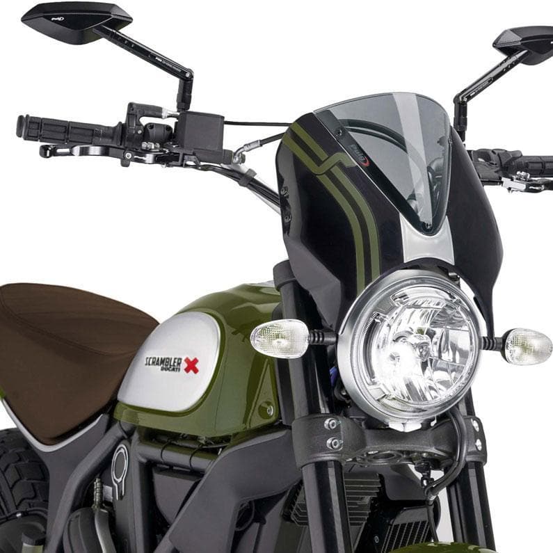 Puig Ducati Scrambler Classic 2015-2023 Retrovision ノーズフェアリング ブラック with  ライトスモーク スクリーン 7652H